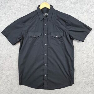 Gibson Trading Company Men's Black Pearl Snap Shirt Size M Front Pockets STAIN‎